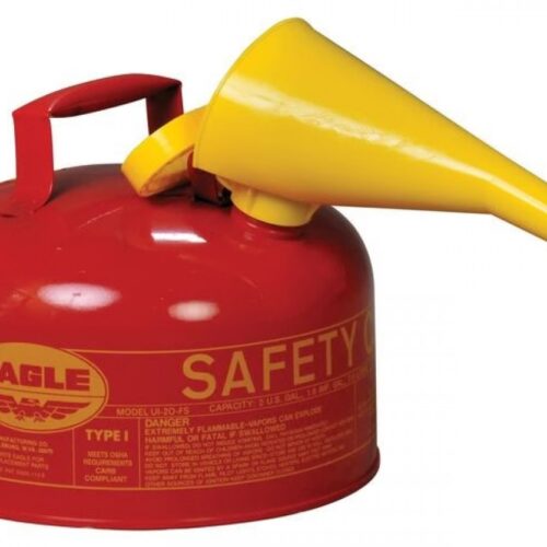 048441221707__27408.jpg 2 Gallon Steel Safety Can for Flammables, Type I, Flame Arrester, Funnel, Red - UI20FS
