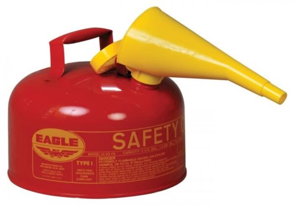 2 Gallon Steel Safety Can for Flammables, Type I, Flame Arrester, Funnel, Red - UI20FS