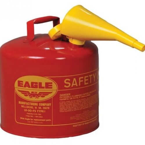 048441221813__59228.jpg 5 Gallon Steel Safety Can for Flammables, Type I, Flame Arrester, Funnel, Red - UI50FS