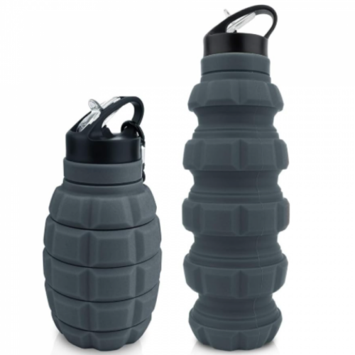 CampCo Caliber Gourmet SILICONE COLLAPSABLE TRAVEL WATER BOTTLE 580ML Reusable Silicone Foldable Water Bottle