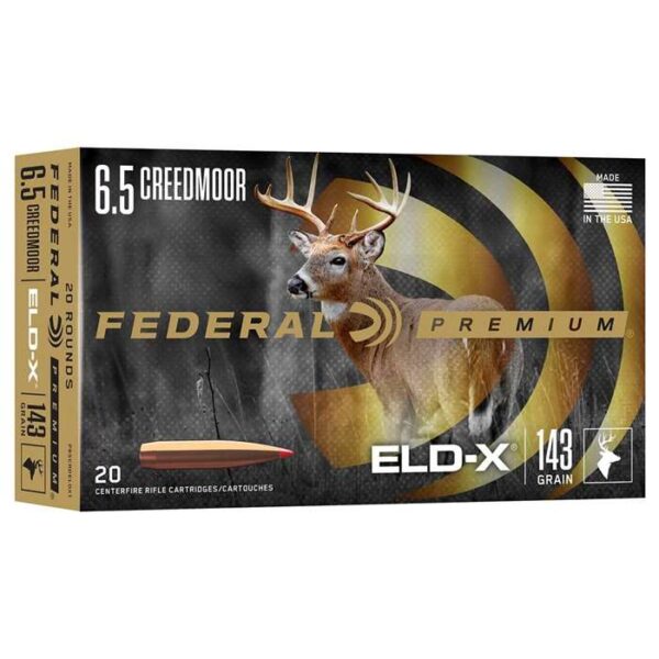 Federal Premium 6.5 Creedmoor Ammo 143 Grain ELD-X Polymer Tip - P65CRDELDX1