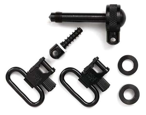 Uncle Mike's Quick Detach Sling Swivel Set Rem 7400/Model 4 1" Steel Black