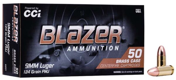 CCI Blazer Brass 9mm Ammo 124 Grain FMJ 50rds - 5201