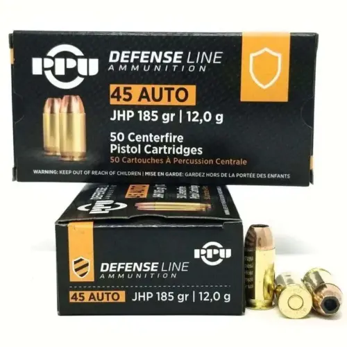PPU Defense 45ACP JHP 185GR 50 RDs - PPD45