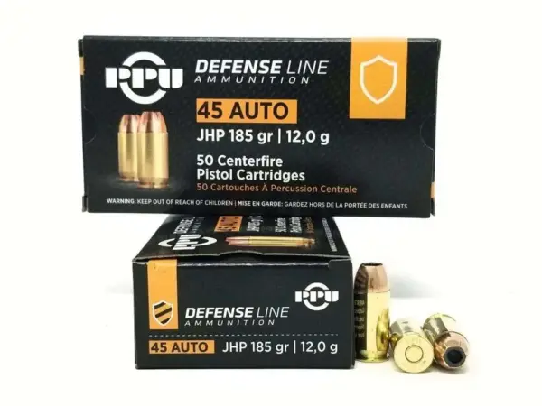 PPU Defense 45ACP JHP 185GR 50 RDs - PPD45
