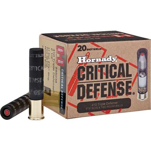 https-images.coreware.com-images-products-25773-14259475__97066.jpg Hornady Critical Defense 410 Gauge 2.5" Lead 2 Round Balls/1 Slug 35 Cal/41 Cal 20 Bx - 86238