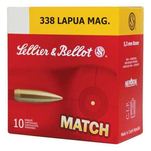 Sellier & Bellot Rifle 338 Lapua Mag 250 gr Hollow Point Boat Tail (HPBT) 10 Bx SB338LMA
