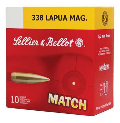 Sellier & Bellot Rifle 338 Lapua Mag 250 gr Hollow Point Boat Tail (HPBT) 10 Bx SB338LMA