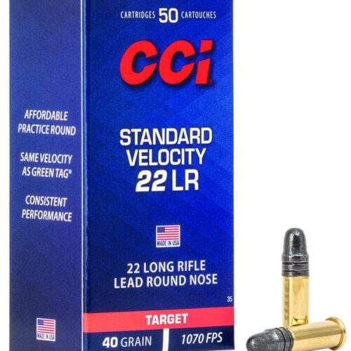 https-images.coreware.com-images-products-27411-14250256__98942.jpg CCI Standard Velocity .22 LR 40-Grain 50-Rounds Brass Casings LRN Projectiles