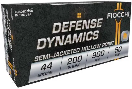 Fiocchi Defense Dynamics .44 Special 200 Grain SJHP Brass Pistol Ammunition - 44SA500