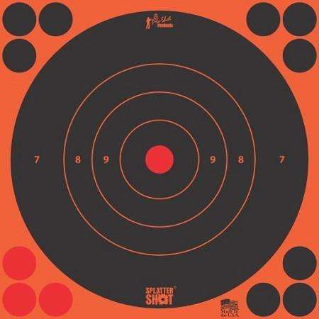 Pro-Shot 8BORNG6PK SplatterShot Self-Adhesive Paper 8" Bullseye Orange Target Paper w/Black Target 6 Per Pack