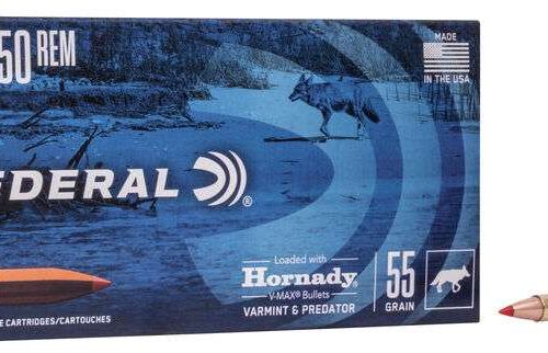 https-images.coreware.com-images-products-363390-14251427__79156.jpg Federal Ammunition Varmint & Predator 22-250 Rem 55 gr Hornady V-Max Ammo 20Rounds V22250VM2