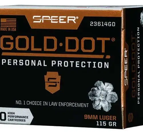 Speer Ammo Gold Dot Personal Protection 9mm 115 gr JHP 20 Bx - 23614GD