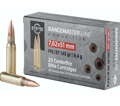 PPU Rangemaster 7.62x51mm NATO 145 gr Full Metal Jacket Boat Tail (FMJBT) 20Rounds PPRM762