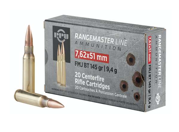 PPU Rangemaster 7.62x51mm NATO 145 gr Full Metal Jacket Boat Tail (FMJBT) 20Rounds PPRM762