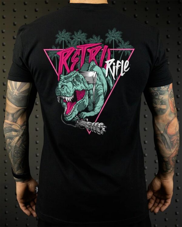 prehistoric__88304.jpg RETRO RIFLE T-REX PREHISTORIC BLACK TEE