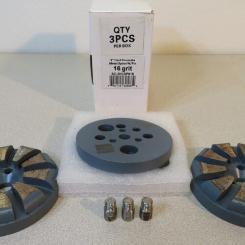 Hard Concrete Metal Spiral Round, 3", With Pin, 16 Grit - 3 Pak Z Lion - SC-3HCSP016