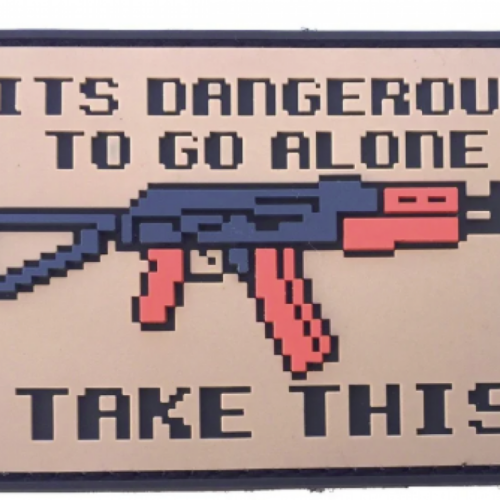 screenshot-2025-06-18-154140__23134.png Patriot Patch Company -Dangerous To Go Alone -Tan Patch - 3"x2"