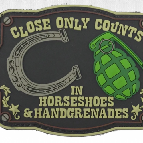 Patriot Patch Company - Horseshoes & Hand Grenades - Patch 3" x 2.25"
