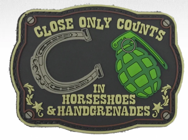 Patriot Patch Company - Horseshoes & Hand Grenades - Patch 3" x 2.25"