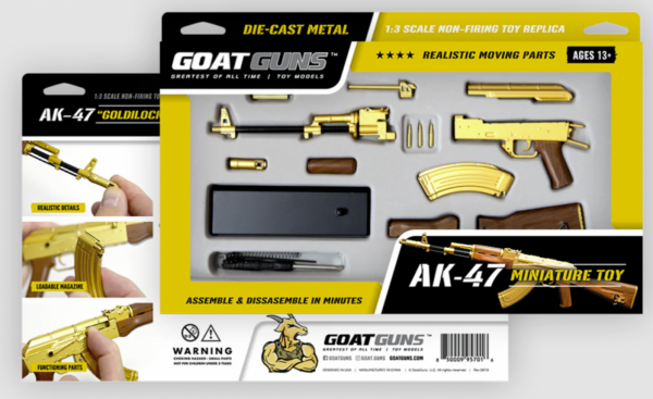 GOAT GUNS MINIATURE AK-GOLD MODEL AK 47 "GOLDILOCKED"