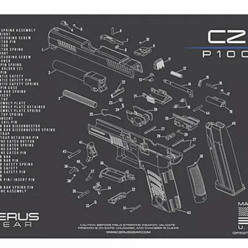 Cerus Gear Cleaning Mat -CZ P10C SCHEMATIC; Charcoal Gray/Cerus Blue