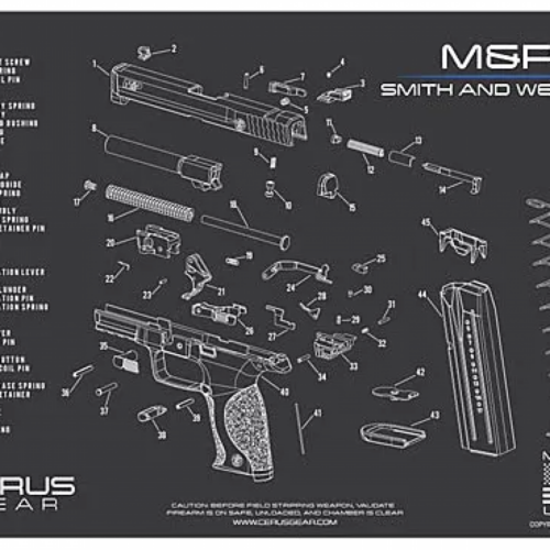 Cerus Gear Cleaing Mat S&W M&P SHIELD SCHEMATIC; Charcoal Gray/Cerus Blue