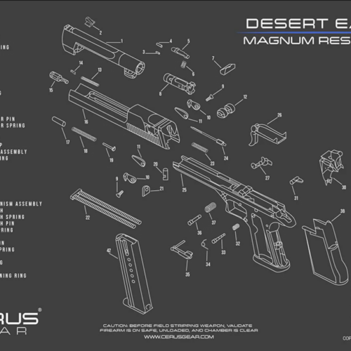 Cerus Gear Cleaning Gear Magnum Research Desert Eagle Schematic Handgun Mat - Charcoal Gray/Cerus Blue