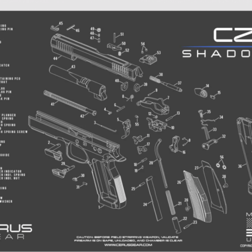 Cerus Gear Cleaning MAT -CZ SHADOW 2 SCHEMATIC; Charcoal Gray/Cerus Blue
