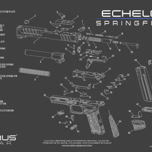 Cerus Gear Cleaning MAT -SPRINGFIELD ECHELON SCHEMATIC; Charcoal GRAY/ Cerus BLUE