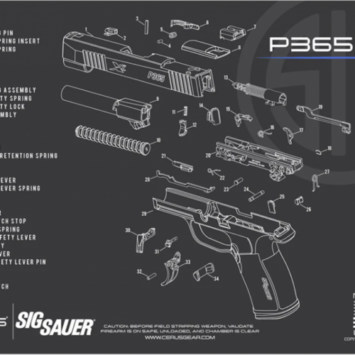 CERUS GEAR CLEANING MAT SIG365XL SCHEMATIC- CHARCOAL GRAY/ CERUS BLUE