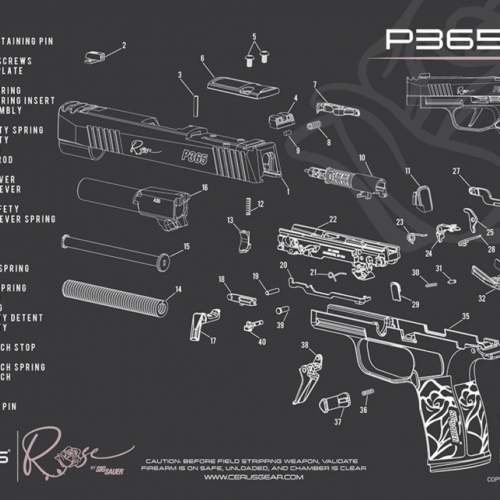 CERUS GEAR CLEANING MAT SIG SAUER® Rose P365 Schematic Charcoal Gray / ROSE