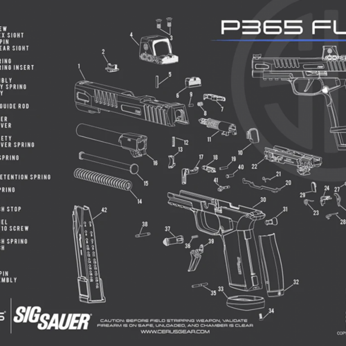 CERUS GEAR CLEANING MAT SIG SAUER® P365 Fuse Schematic CHARCOAL GRAY/ CERUS BLUE