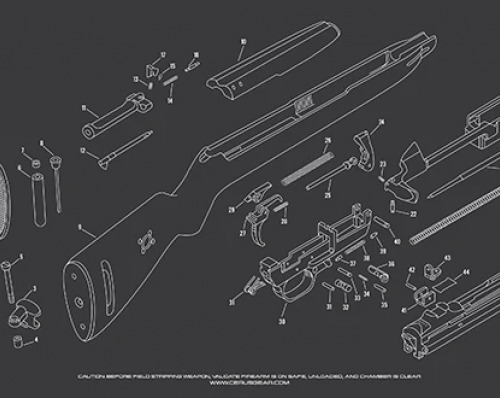 CERUS GEAR CLEANING MAT M1 CARBINE SCHEMATIC RIFLE; CHARCOAL GRAY /CERUS BLUE